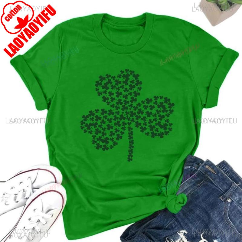 St Patricks Day Women Shamrock Clover Graphic Casual TShirt Short Sleeve Tee Tops Womens Clothing Graphic T Shirts Vintage Tops