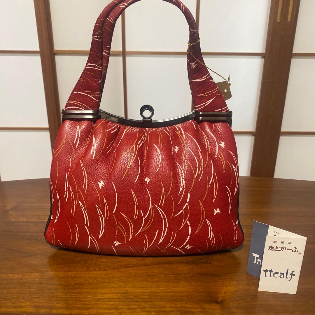 

[USED] Takofu red leather handbag