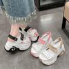 Fashion Women Leisure Chunky Platform Sandals Peep Toe High Heels New Gladiator Slippers Woman Trendy Summer Leather Beach Sandals 8.5CM
