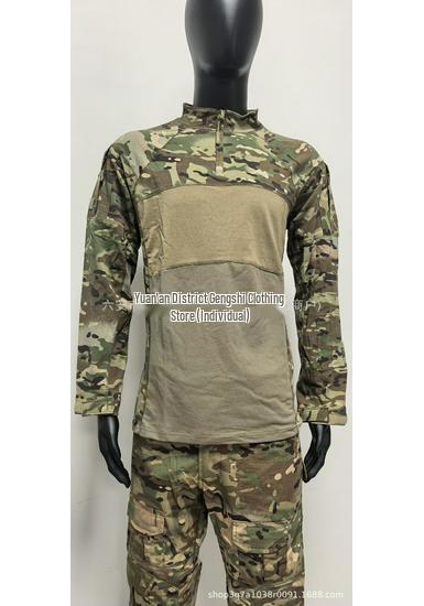 Maglia Tattica da Combattimento da Uomo Traspirante ad Asciugatura Rapida con Camouflage a Maniche Lunghe