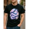 European sizes A T-Shirt Featuring a Starry Sky, Cherry Blossoms, And a Mystical Snake Design, Perfect for Easter