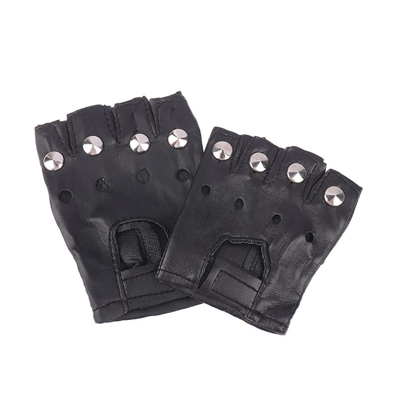 1 Pair Unisex Black Pu Leather Fingerless Gloves Female Half Finger Driving Women Men Sports Guantes Motor Punk Gloves