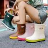 Fashion rain shoes women's trend short tube water shoes four seasons outside work shoes car wash low tube waterproof non-slip rubber shoes rain boots