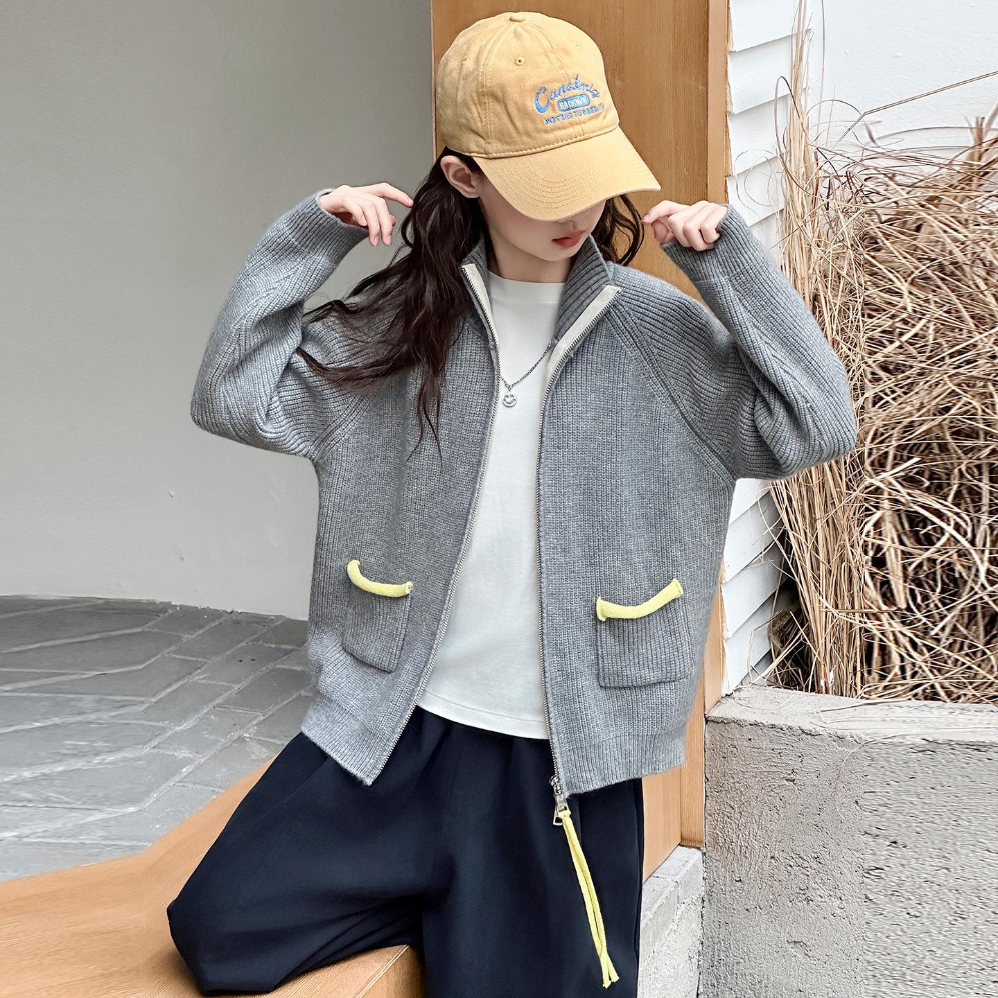 

Girls Grey Hooded Cardigan Jacket - Spring/Autumn 2025 Collection 150