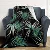 1pc Palm Leaves Pattern Blanket Lightweight Flannel Throw for Sofa Bed Travel Camping Livingroom Office Couch Chair
