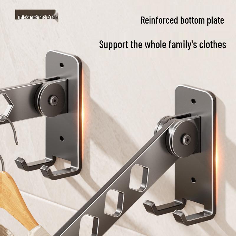No-Drill Invisible Wall-Mounted Clothes Drying Rack - Stainless Steel for Balcony or Bathroom