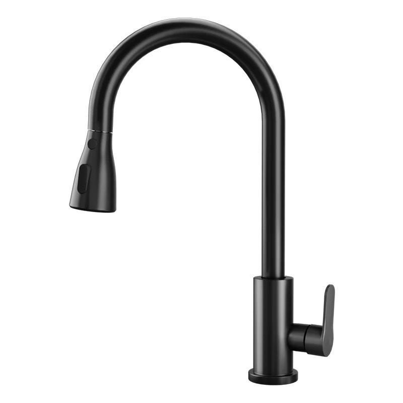 Stainless Steel Telescopic Swan Neck Faucet, Universal Rotation, Hot/Cold Compatible.