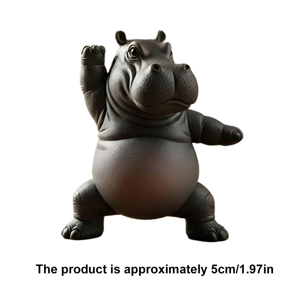 Creative Hippo Yoga Figurine Home Decoration Cute Animal Yoga Ornament Resin Hippo Figurine Desktop Decoration Funny Gift