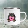 Emaille-Tasse mit Aufdruck „I Love Dackel“, kreatives Glas, für Kaffee, Getränke, Dessert, Milch, Tasse, Glas, Vintage, beheizbarer Griff, Trinkgeschirr, Geschenke