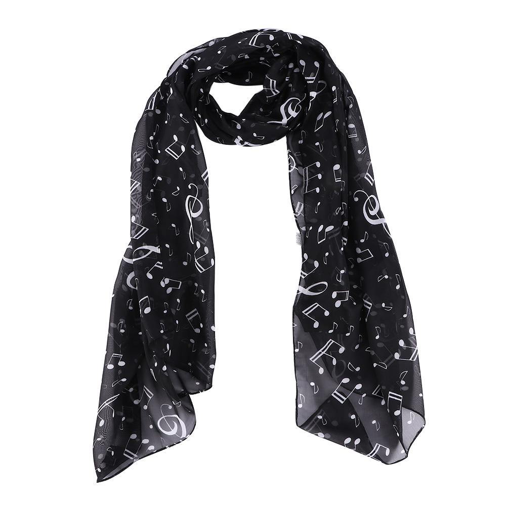 New Fashion Shawl Wrap Korean Style Women Scarf Music Note Printed Lady Chiffon Silk Scarf 4 Colors