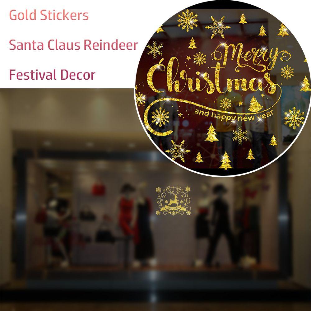 

Олень Рождественский Фестиваль Декор Снежинки Наклейки Рождественское Окно Цепляется Витрина Орнамент Стены Искусства