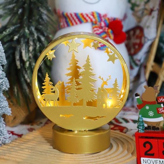 Christmas Night Light LED Elk Silhouette Decoration Lighted Santa Claus Table Centerpiece Snowman Nightlight for Kids Bedroom Festive Party Decor