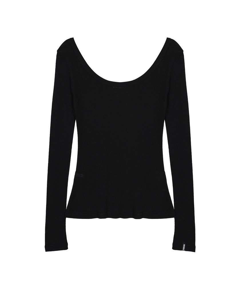 Nigaennikol Nicole Minimal Label Scoop Ls Top_Black