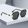 Fashionable Women Sunglasses Unique Octagonal Frame Gradient Lenses Golden Legs Stylish Glasses