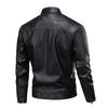 PU Leather Jacket Autumn and Winter Men's Stand-up Collar Motorcycle Suit Zipper Leather Jacket
