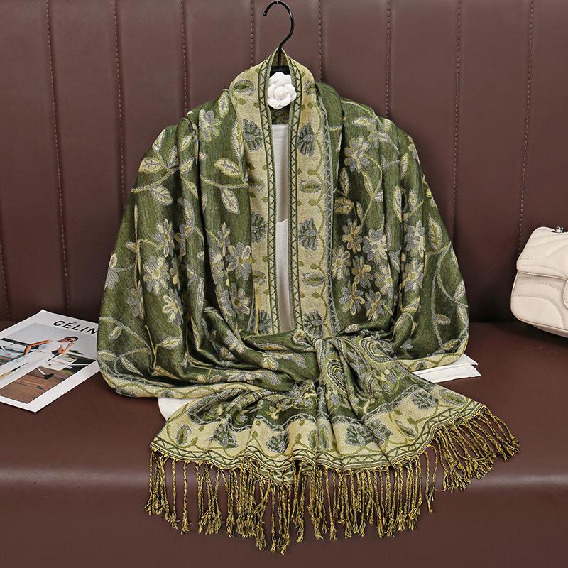 Paisley Pashmina Shawl Scarf Women Jacquard Cashew Printed Scarves Borders Female Tassel Travel Blanket Wraps Ethnic Shawls