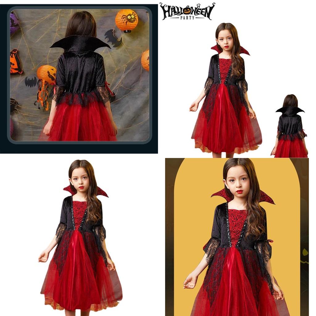 High-quality Wicked Vampire Cosplay Costume Red Tulle Skirt Dress For Girls