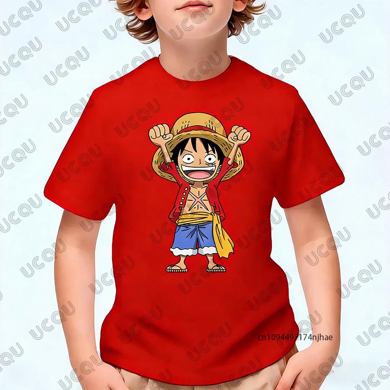 One Piece Japanese Anime Luffy Cartoon Graphic Print Tshirt For Children Summer Cotton Cosplay Tees Casual KidsAdult Tops