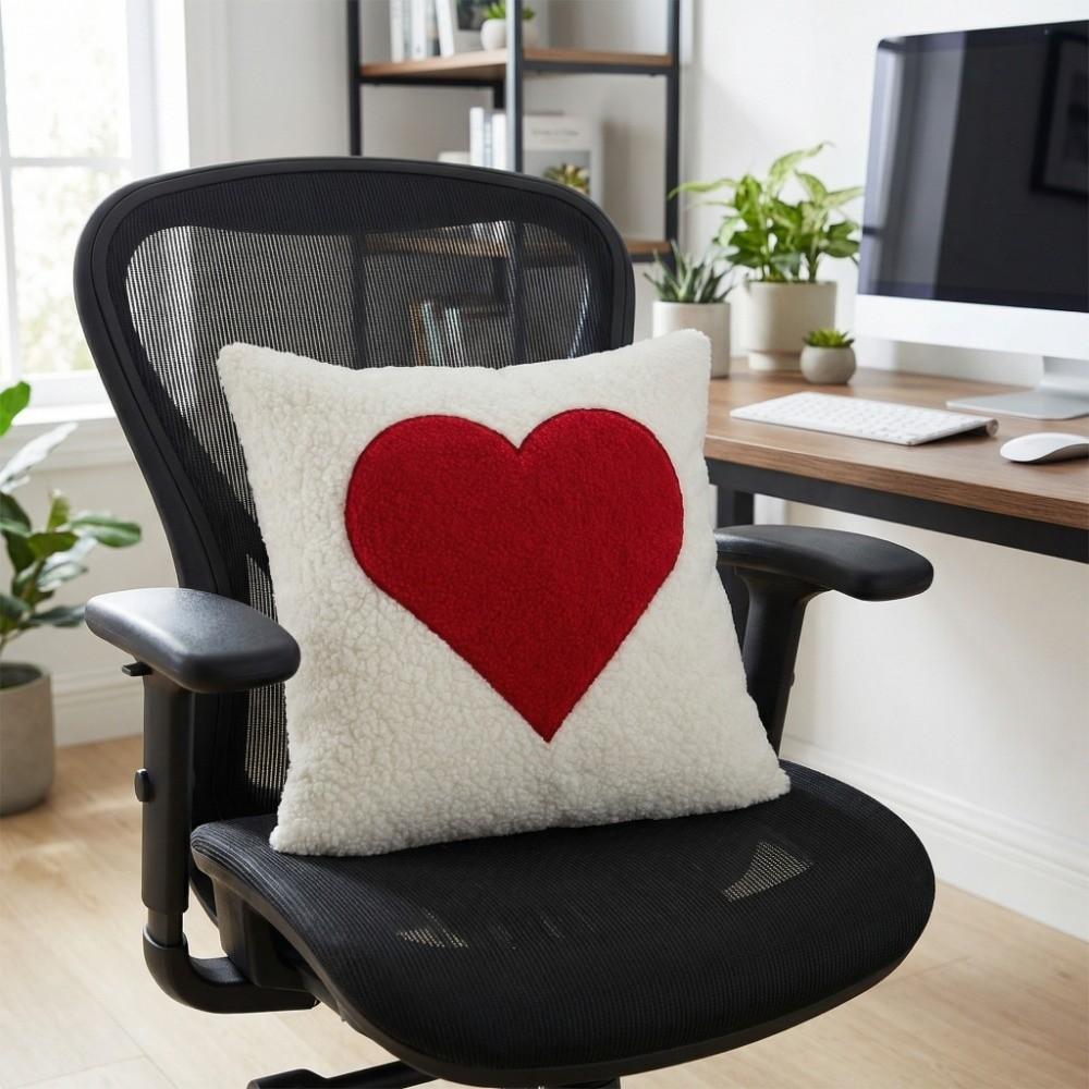 Soft Valentine Heart Pattern Pillowcase Embroidery Decorative Tufted Cushion Case 45CM Square Throw Pillow Cover Bedroom