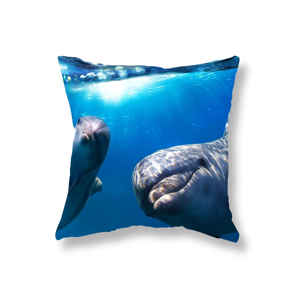 Living Room Sofa Car Cushion Cover Luxury Home Decoration Pillow Cover Cute Dolphin Marine Life Pillow Cover