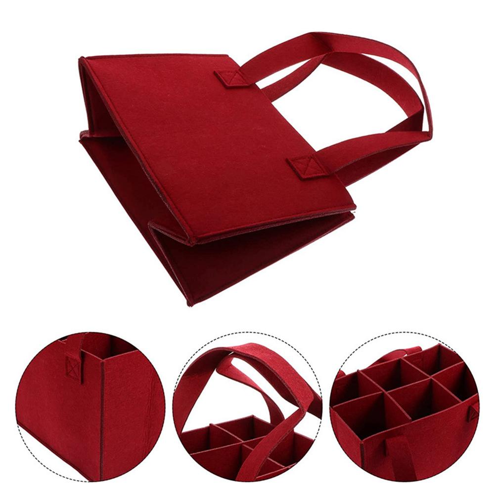 Felt Wine Carrier with Dividers Capacity for 6 Bottles Perfect for Events