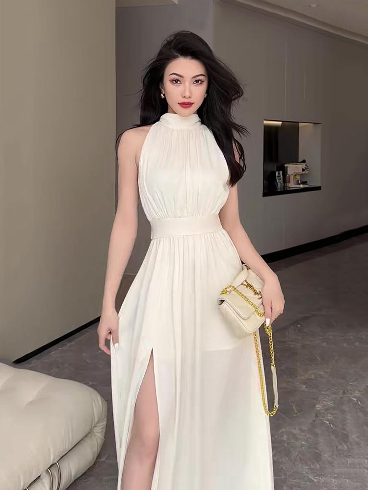 Sexy Party Prom Bodycon Midi Dress for Women Clothing Casual Elegant Sleeveless Office Lady One Piece Dress Korea Summer 2024