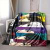 1Pc Colorful Anime Characters Flannel Blanket, Soft And Comfortable, Casual Warm, Camping Travel, Christmas, Halloween Xmas Gift S1697