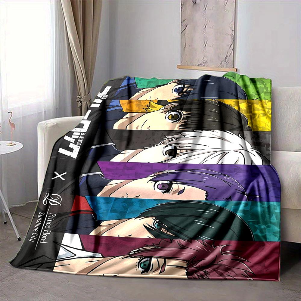 1Pc Colorful Anime Characters Flannel Blanket, Soft And Comfortable, Casual Warm, Camping Travel, Christmas, Halloween Xmas Gift S1697