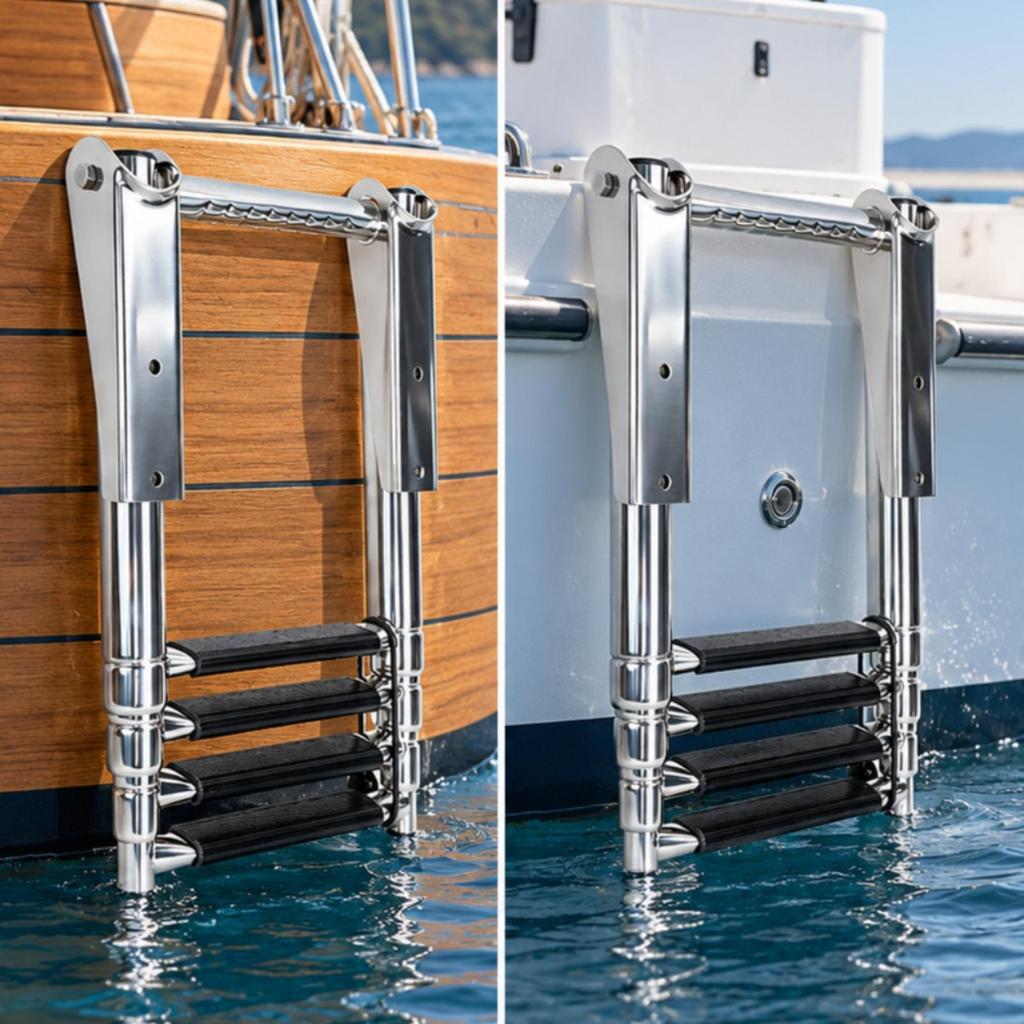 Marine Boarding Ladder Mirror Polished with AntiSlip Steps Saltwater Resistant for