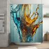 Super Soft Printed Shower Curtain Set for Bathroom Decor Blue Gold Splash Pattern