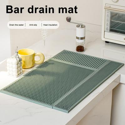 Tapete de Bar Antiderrapante em PVC Reutilizável Almofada de Drenagem Tigela Prato Tapete Isolante de Mesa Economia de Espaço Bandeja Gotejadora para Balcão de Bar