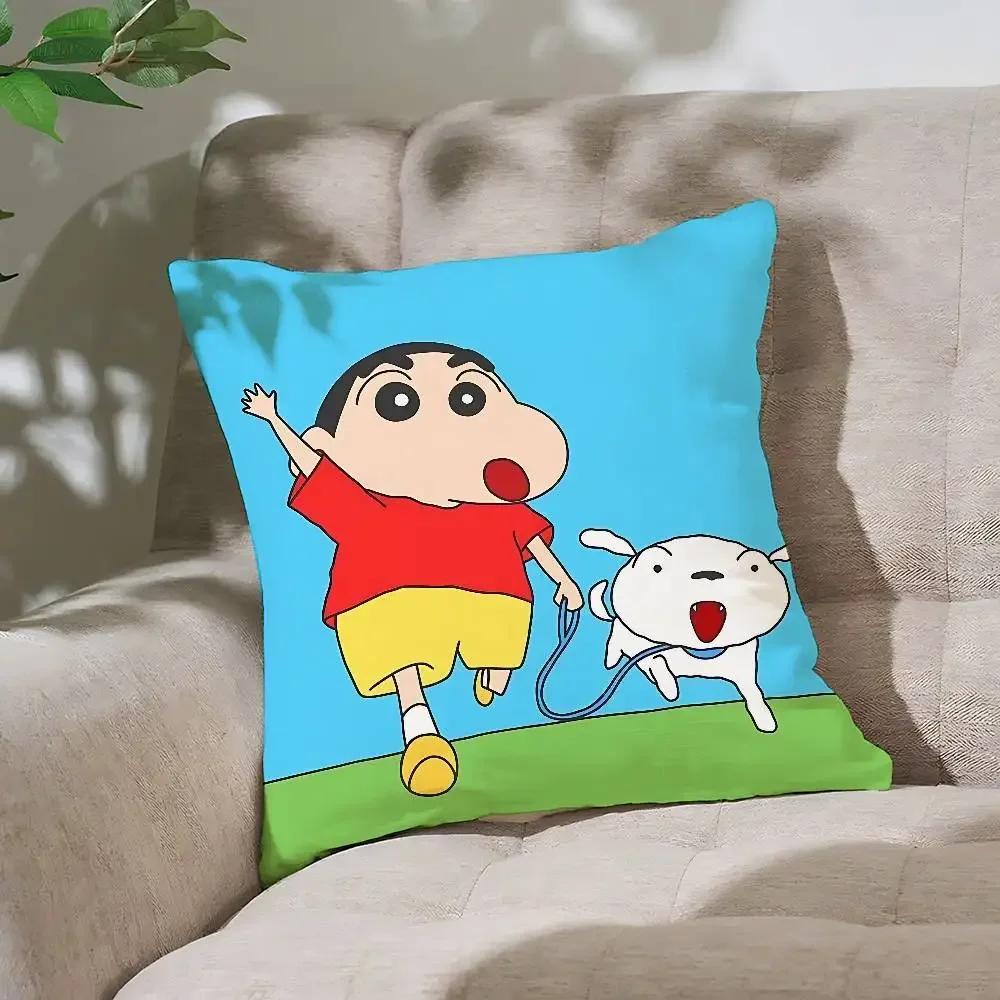 C-Crayron S-Shin-Chan Pillow Case Cushion Cover Soft Cute Throw Pillow Case For Car Sofa Pillowcase Polyester With Zipper