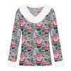 Women's Fashionable Casual V-Neck Christmas Print Long-Sleeved Top