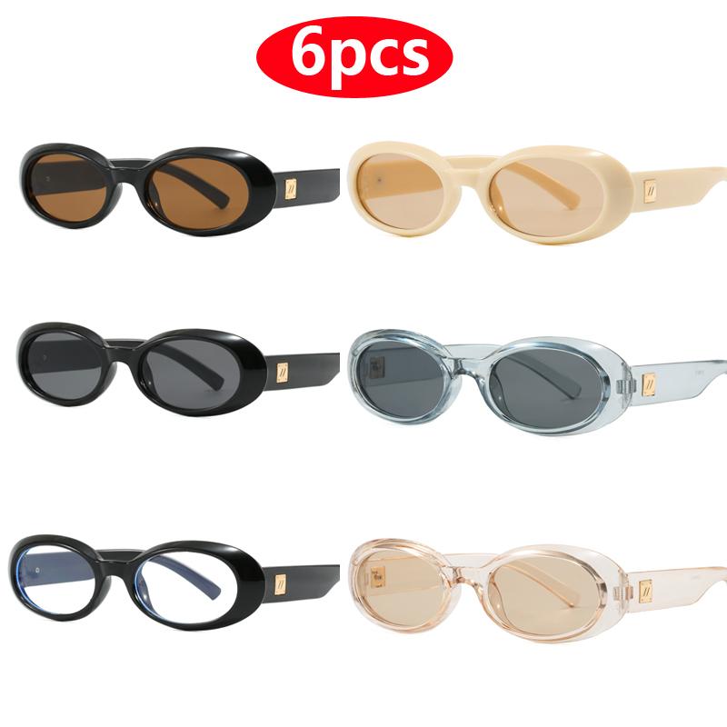 6pcs Cycling Brand Sunglasses Women Fashion Black Shades UV400 Men Punk Brand Sun Glasses Outdoor Cycling Shades