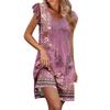 Womens Summer Dress Ruffle Sleeve V Neck Short Dresses Fashion Casual Flowy A Line Swing Sundress With Pocket