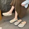 Hollow Woven Bag Head Half Slippers Women's Summer Wear New Flat Bottom Breathable Hole Shoes Sandals