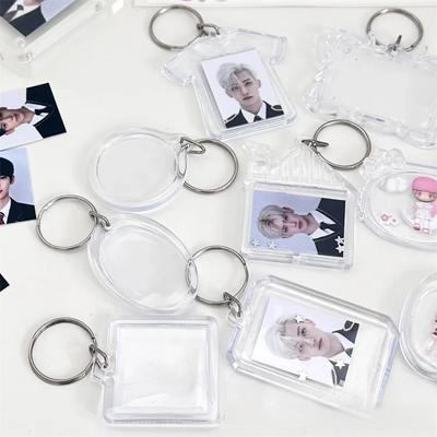 1 pieza INS Marco de fotos de acrílico transparente simple de 1 pulgada Idol Kpop coreano Tarjeta fotográfica de 1 pulgada Pantalla protectora Llavero Bolsa Colgante