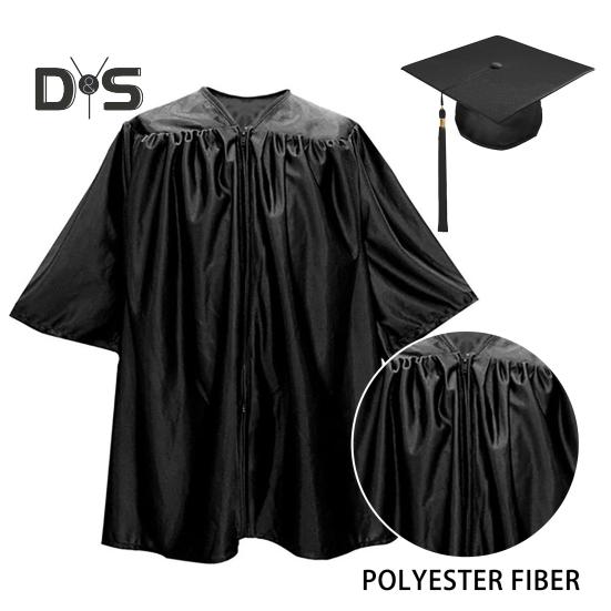 1 Set Unisex Kinder Abschlussrobe Hut Set Frontreißverschluss Lose Quaste Jahresschild Schüler Kindergarten Abschlusszeremonie Talar Kappe Quaste Set