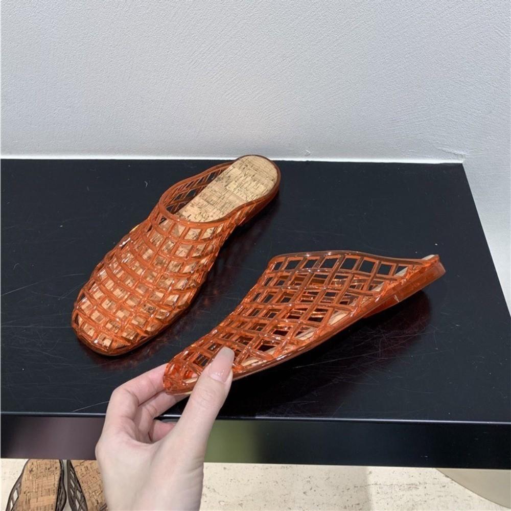 Soft Fishing Net Jelly Sandals Non-Slip DIY Shoes Charms Shoes Casual PVC Crystal Slippers  Girls