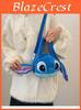 Plyšová crossbody taška se zipem s kresleným Stitch pro každodenní nošení