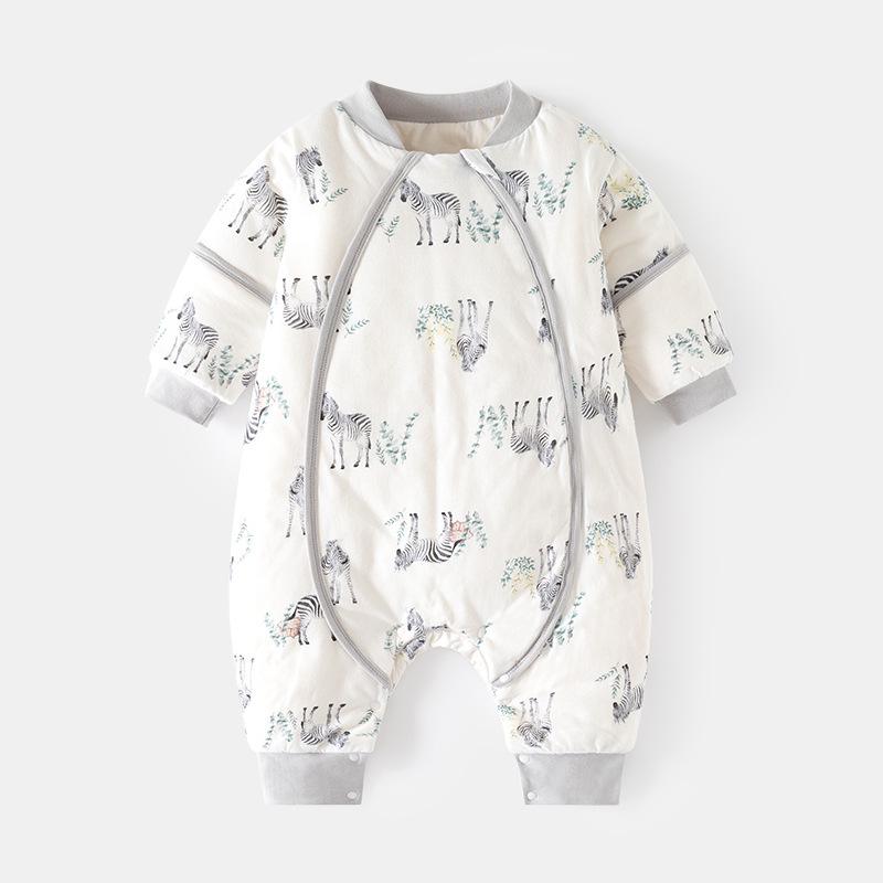 

Спальный мешок для новорожденных с защитой от ударов и раздвоенными ножками — толстый, с подкладкой и на молнии для осени и зимы 80 cm