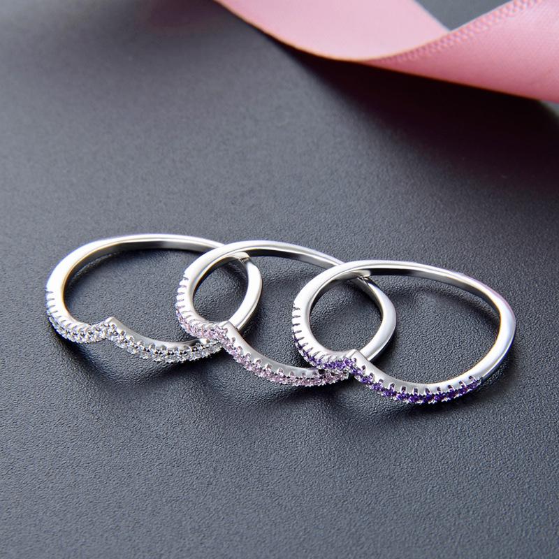 925 Sterling Silver Diamond Zircon Women's Minimalist Luxury Ring – Stackable for Index or Pinky Finger.