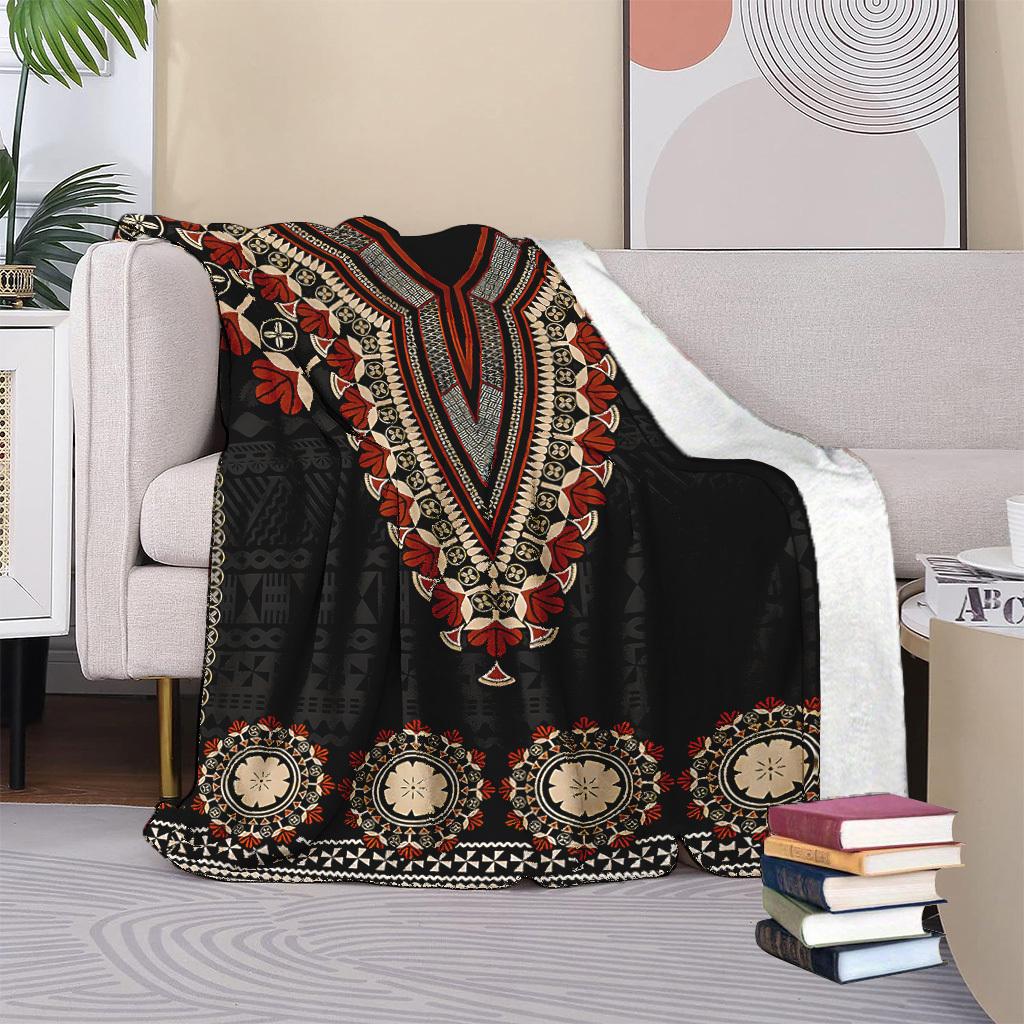 Custom African Dashiki Blanket Tribal Pattern Personalized Name Fleece Throw All Season Soft Warm Bedding Home Decor Gift