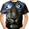 Children's Clothing Boys Tshirt Short Sleeve Girl T-Shirt Creative Round Neck Tigers Stylish Print Kids Summer Clothes Tops Tees