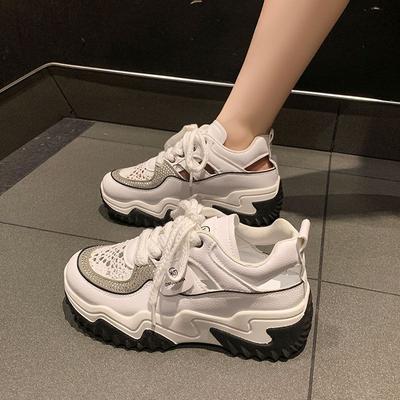 Summer New Versatile Thick-soled Hollow Bag Head Sandals Women's Leisure Sports Breathable Inner Height Increase Dad Shoes Women