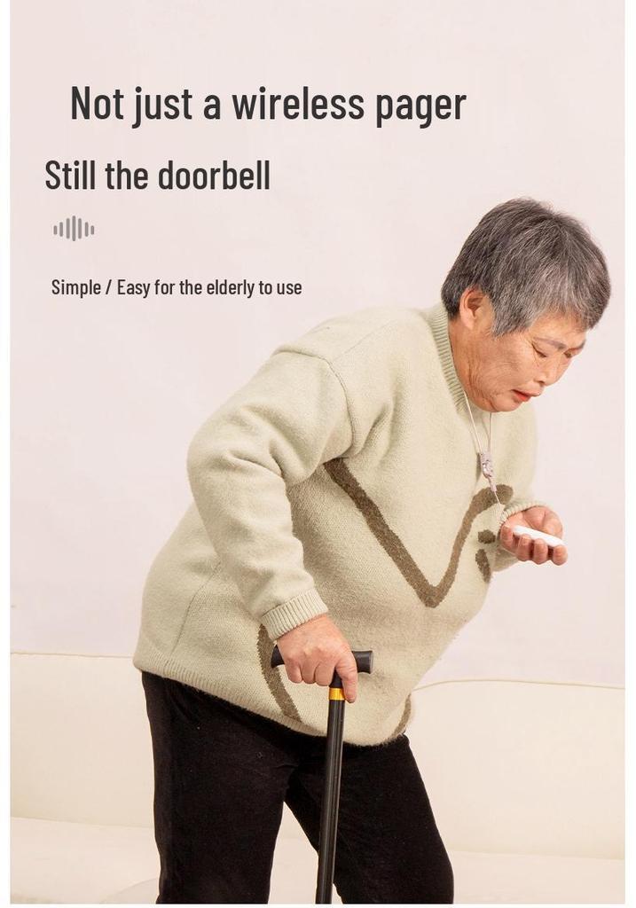 Elderly Wireless Doorbell with Long-Range, Loud Volume, One-Button Call