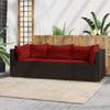 VidaXL Garden Lounge Set 3 Pcs with Brown Wicker Cushions, Outdoor Lounge Set, Furniture Set 319814