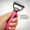 Professional Pet Dematting Brush Double Sided Undercoat Rake for Dogs & Cats Ergonomic Safe Shedding Tool for Whole Pets