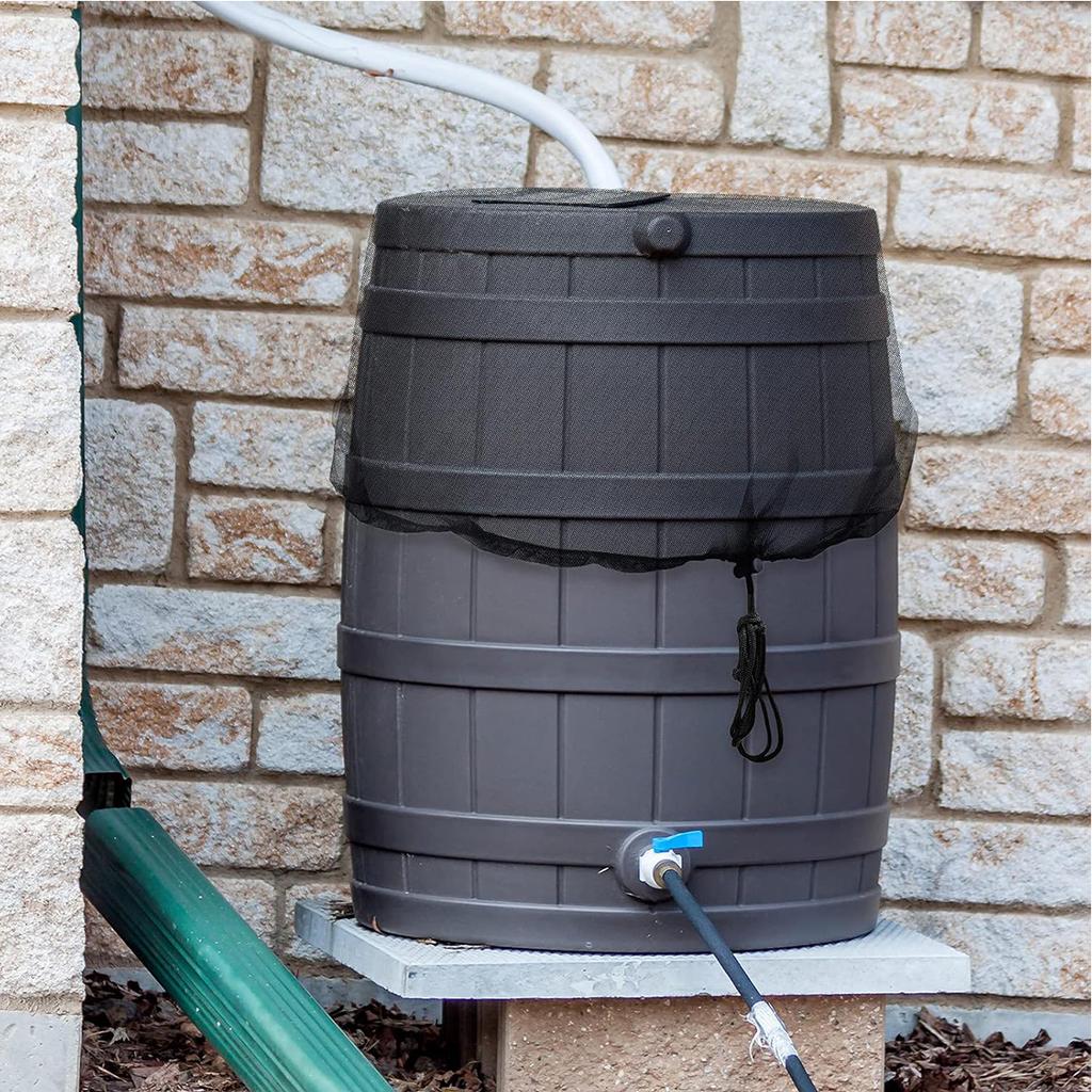 Regnfat Nettingdeksel med snøring Regnfatnettingsskjerm Forhindrer falne løvavfall og små gjenstander Regnfatnettdeksel