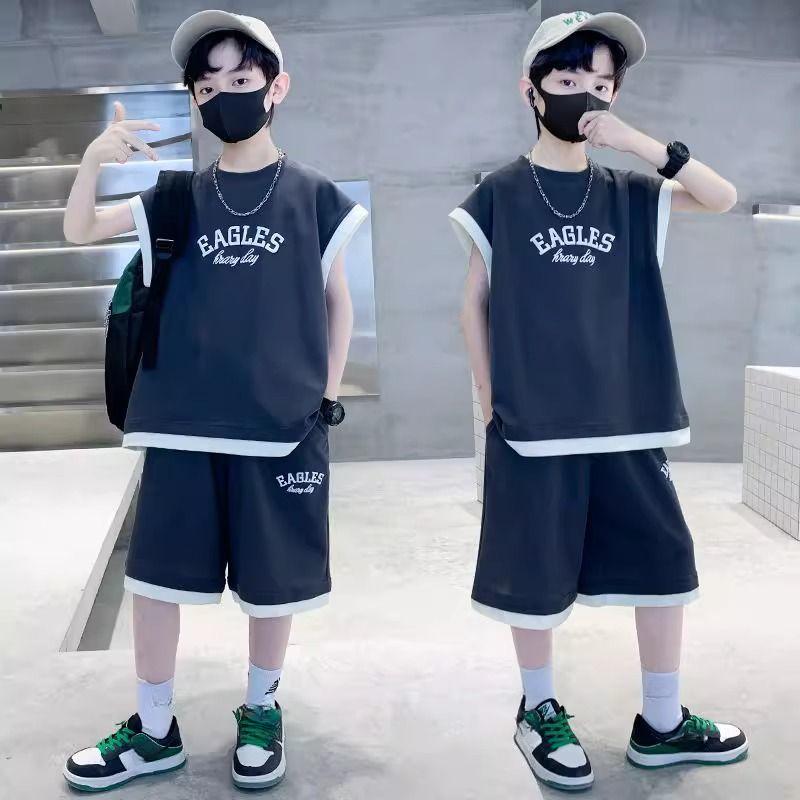 Children's and Boys' Summer Clothing Set Summer Vest Sports Sleeveless Boys' Shorts Two-piece Set